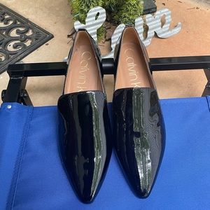 CALVIN KLEIN Black (Brand New) Elin Patent Pointed toe flats size 9.5